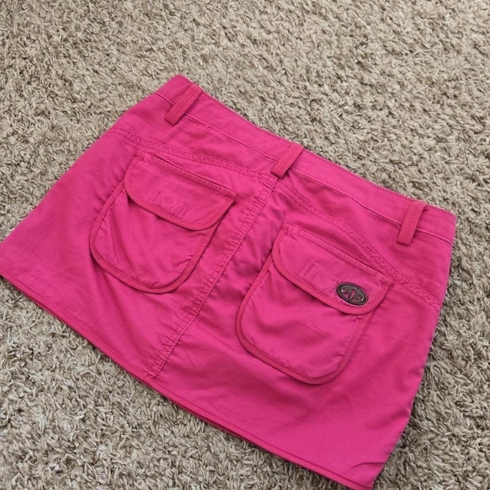 Y2K Armani Exchange Pink Micro Mini Skirt Cargo Utility Size 0 Petite - Picture 3 of 8